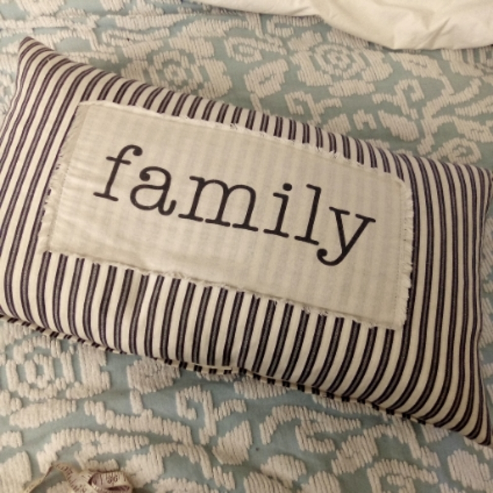 Black White Ticking Family PILLOW COVER Handmade